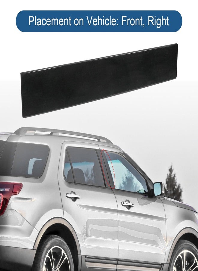 JDMSPEED B Pillar Molding Trim 926-449 Front Right Passenger Side Door Applique Replacement for Ford Explorer 2011-2016 BB5Z7820554AB Gloss Black - Image 3